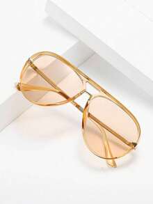 1副男女通用飞行员框时尚经典超大街头风复古金属时尚眼镜 - 香檳色 - 查看 3