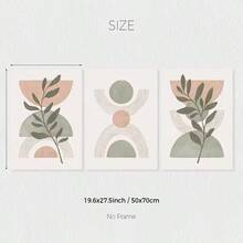 Conjunto de 3 impresiones de arte de pared botánico bohemio en color melocotón y verde, impresiones de mediados de siglo en verde salvia, carteles de lienzo en verde salvia, decoración de pared minimalista natural, decoración de primavera, para sala de estar, dormitorio, cafetería, bar, oficina, pasillo, decoración del hogar y la habitación - Verde - Ver 5