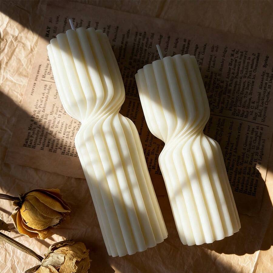 Khuôn nến trụ xoắn kiểu Bắc Âu, khuôn silicon sọc trang nhã, thích hợp cho việc tự làm nến thơm, nghệ thuật nhựa, trang trí nhà cửa bằng xi măng và thạch cao. - trắng - Xem 1