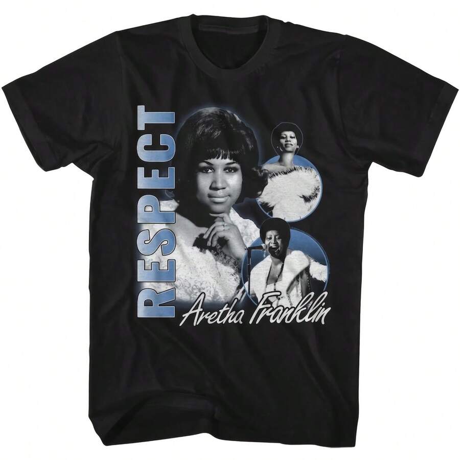 'Respect' Photo Collage T-Shirt, Queen Of Soul 's Vintage Tee, 60s R&B Music Merch Gift For Him - Kiểu 6 - Xem 1