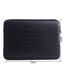 Comfortable And Ultra-Thin Laptop Liner Bag Is Compatible With 13/13.3 Inch Pro And Air, Travel Protective Case, Laptop Protective Case, Crocodile Pattern PU Leather Laptop Protective Case M4/M3/M2/M1 2024-2021 Black - Multicolor - View 8