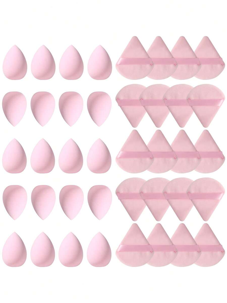 40PCS Makeup Tools Set Including:20PCS Makeup Sponges+20PCS Triangle Powder Puffs - Multicolor - View 1