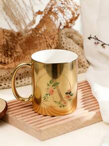 1 Pc 26 Letters Pattern Ceramic Water Mug Drinking Cup Novelty Christmas Halloween New Year Gift For Her Mugs For Coffee Tea And Hot Drinks Cup Travel Gift For Man Woman - Multicolor - View 1