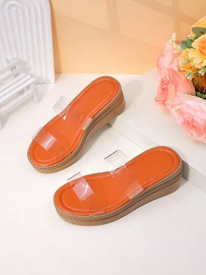 女童时尚拖鞋，休闲高跟坡跟凉鞋，春夏可爱之选