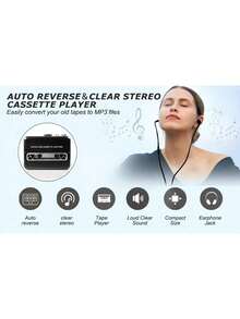 Máy nghe băng cassette cổ điển cầm tay - Chuyển đổi băng cassette sang MP3 với chức năng tự đảo chiều, nguồn điện kép (USB/Pin) & loa tích hợp, cắm là chạy cho Windows/IOS, bao gồm tai nghe, chất lượng âm thanh stereo độ trung thực cao, thích hợp cho những chuyến du lịch hoài cổ, thể thao, văn phòng, bảo vệ bộ sưu tập băng cassette cũ, món quà lý tưởng cho những người yêu âm nhạc. - Nhiều màu - Xem 8