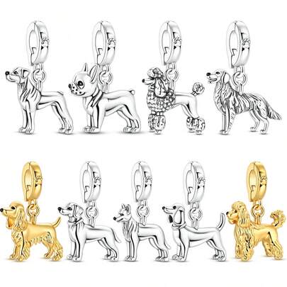 1 Mặt dây chuyền hình chó dễ thương màu bạc kiểu cổ điển, phù hợp với vòng tay, dây chuyền hoặc làm trang sức DIY, lý tưởng làm quà tặng sinh nhật cho nữ hoặc phụ kiện trang sức hàng ngày.