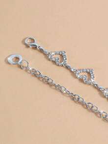 1pc Fashionable Simple Heart Shaped Rhinestone Alloy Waist Chain For Dress Decoration Women - 銀色 - 查看 10