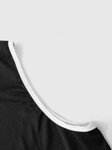 American Style Sleeveless Tank Top, Summer Sports Jersey - Black - View 5