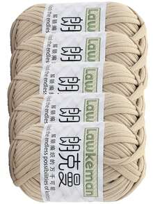 Lawkeman 5 peças/500g Fio de Camiseta - Fio de Poliéster de Alta Qualidade, 30m/peça - Fio de Tecido Macio, Adequado para Crochê, Fio de Tricô Multicolorido - Ideal para Cestas, Bolsas, Mantas, Chapéus, Brinquedos, Lenços DIY - Multicolorido - Visão 40