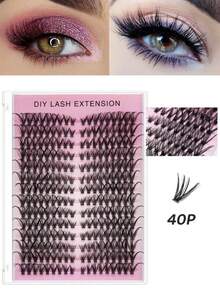 252pcs Segmented Single Cluster False Eyelashes, D-Curl Thick & Voluminous Style, Suitable For Women's Party & Date Occasions - D - View 1