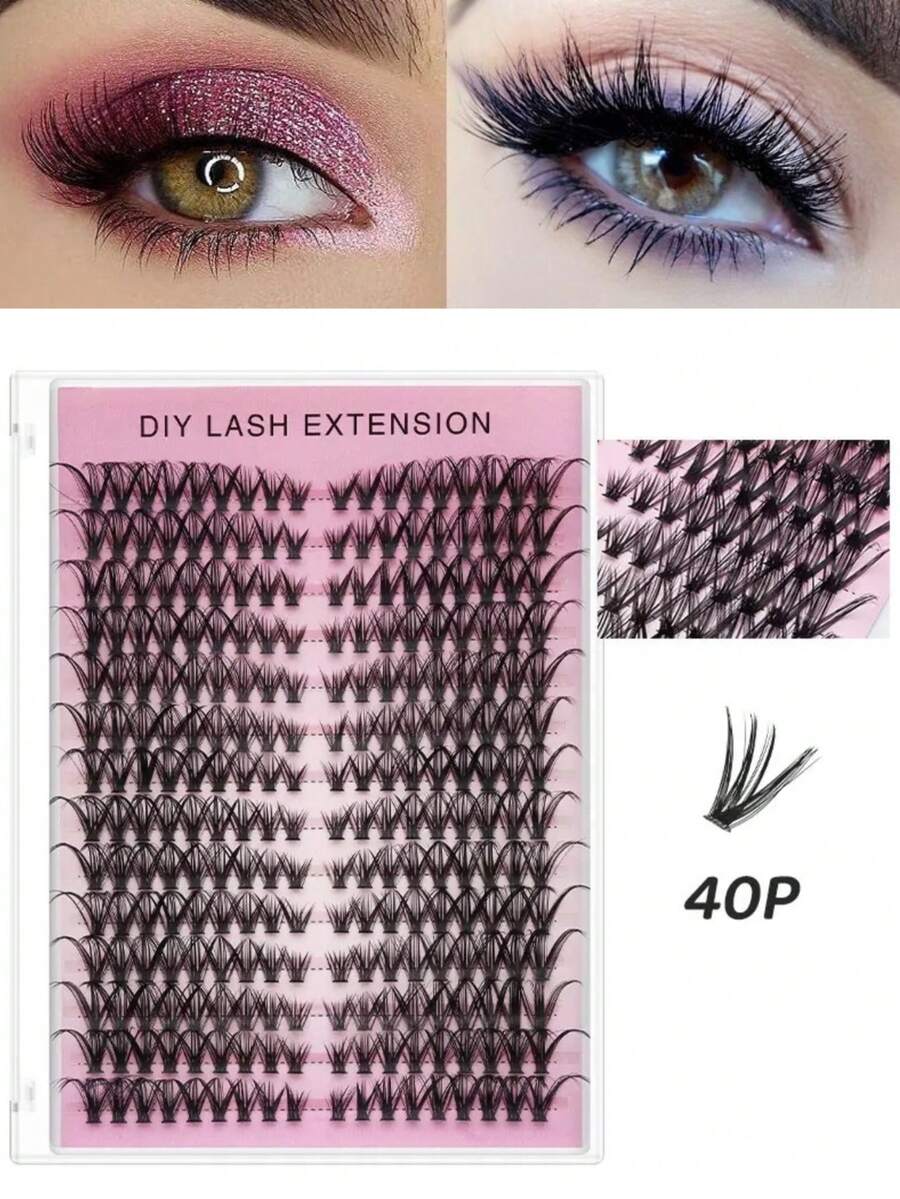 252pcs Segmented Single Cluster False Eyelashes, D-Curl Thick & Voluminous Style, Suitable For Women's Party & Date Occasions - D - View 1