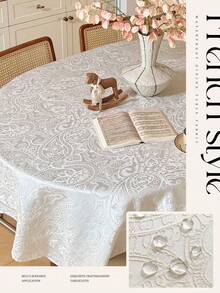 1 chiếc khăn trải bàn chống thấm nước, chất liệu jacquard ánh ngọc trai, họa tiết jacquard, nhiều kích cỡ, phù hợp cho phòng khách, phòng ăn, trang trí nhà cửa và phòng ngủ, lý tưởng cho các bữa tiệc ngày lễ hoặc trang trí bàn ăn. - trắng - Xem 2