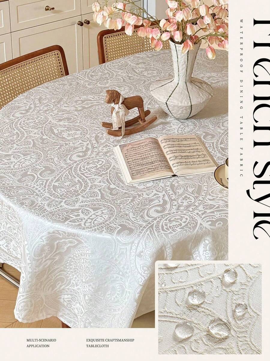 1 chiếc khăn trải bàn chống thấm nước, chất liệu jacquard ánh ngọc trai, họa tiết jacquard, nhiều kích cỡ, phù hợp cho phòng khách, phòng ăn, trang trí nhà cửa và phòng ngủ, lý tưởng cho các bữa tiệc ngày lễ hoặc trang trí bàn ăn.