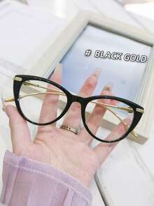 1pc Bestselling Makeup-Free Miracle Cat Eye Frame Men's Super Light Fashion Transparent Frame Flat Glasses, Suitable For Everyday Wear - Clear - View 9