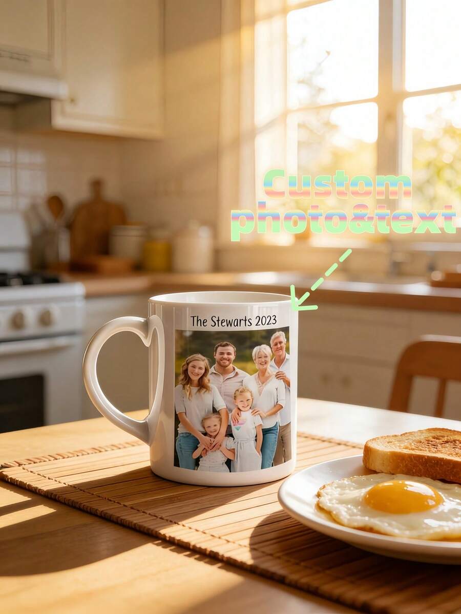 1Pc Personalized Photo Mug – Custom Picture Coffee Cup, High-Quality Print, Everyday Use Ceramic Mug, Thoughtful Gift From Daughter To Dad, Perfect For Birthdays, Father's Day & Daily Coffee Moments - Multicolor - View 1