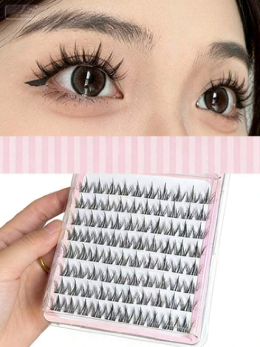 90 Clustered Segmented Dog-Like Faux Eyelashes With 9 Rows Large Capacity Realistic Plush Feeling Slouchy Man Triple-Set False Eyelashes For Lash Extension, Magnifying Eyes With Ultra-Thin Black Stem For Daily Commuting, Portable, Reusable And Comfortable To Wear Without Irritation Lash Clusters, Eyelash Clusters, Individual Eyelashes, Lashes, Fake Lashes - C - 查看 1