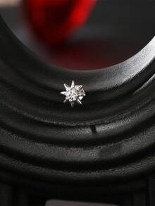 1 đôi bông tai hình ngôi sao đính đá Moissanite, mạ bạc 925 và vàng trắng 18K, kiểu dáng đinh tán, không gây dị ứng, thích hợp đeo hàng ngày, làm quà tặng sinh nhật tinh tế cho phụ nữ. - Bạc - Xem 7