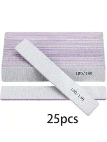 5/15/50pcs Professional Nail Files, 180/100 Grit Natural Nail Files, Double-Sided Washable Fine Textured Nail Files, Suitable For Home And Salon Use - Multicolor - View 24