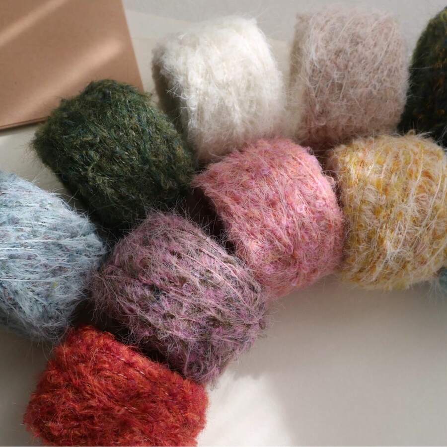 Loop Yarn Handmade DIY Yarn Ball, Soft Skin-Friendly Yarn, Used For Knitting And Crocheting Bags, Scarves, Sweaters, Hats, Handmade Brooches And Other Items, 50g/ Roll. Explain - Multicolor - View 1