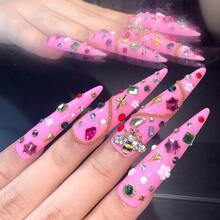2026 Gothic Charm Nail Set – Valentine's Day Long Almond-Shaped Press-On False Nails. Handmade False Nail Tips, Suitable For Various Occasions Such As Parties, Birthday Celebrations, Weddings, Or Just Casual Everyday Wear. Includes A Full Set Of Nail Tools – 23*8*4 Cm. - Follow Your Heart - 查看 5