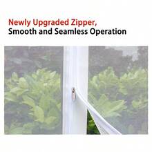 1-Pack White Window Screen With Zipper, Self-Adhesive Rectangular Mesh, Invisible & Breathable Mosquito And Insect Protection, Dustproof For Summer Home Use