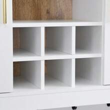 Sideboard, Tall Cabinet In White Wood Grain, 94.5 X 30 X 175.5 Cm, For Living And Dining Room - White - View 10