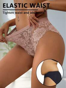 QUASTI 3件套女士蕾丝印花舒适透气内衣，理想的礼物之选 - 彩色 - 查看 3