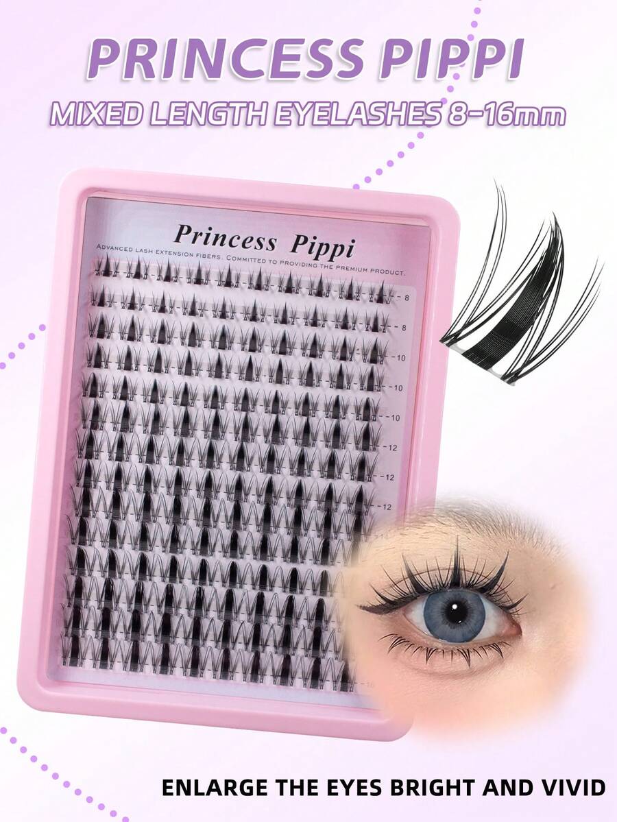 140 Cluster Individual Lash Clusters Enlarged Double Eye Cat Eye Lashes For Women Eyes - C - View 1
