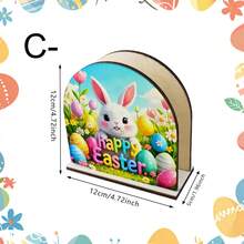 1/4pcs Wooden Easter Napkin Holder Arch Shape Bunny And Eggs Design Free Standing Tissue Dispenser For Kitchen Countertop Dining Table Spring Holiday Party Home Decor - Multicolor - View 15