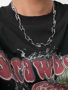 1 件钛钢不对称几何项链，简约 Claciv 设计精致锁骨链 - 彩色 - 查看 2