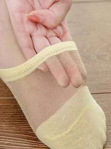 5 أزواج من جوارب شفافة رقيقة من الحرير للنساء، مانعة للانزلاق، ذات موحد اللون متعددة الاستخدامات، جوارب قارب صيفية - متعدد الألوان - مشاهدة 10