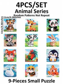 1/4/5/8件套卡通动物恐龙旅行工具鱼拼图玩具，蓝/粉色木制玩具，复活节礼物，派对礼品袋填充物，圣诞节袜填充物，减压玩具，派对小礼物 - 彩色 - 查看 14