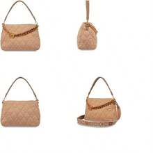 Cloe - Bolsa Satchel Textil Acolchada a Rombos para Mujer - Camel - Ver 1