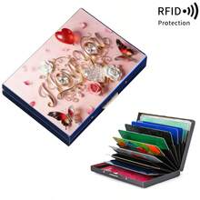 Stainless Steel RFID Blocking Metal I LOVE YOU Pattern Wallet For Men Stylish Black Metallic Card Holder With Multi Compartment Design Perfect Fathers Day Gift Polished Finish Silvery Tone Women Metal Card Case Valentine's Day Gift,The Best Choice To Give To Your Significant Other On Valentine's Day - Multicolor - View 16