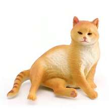 1个迷你逼真宠物猫模型桌面摆件，手工动物雕像：送给爱猫人士、宠物爱好者、宰牲节、婚礼季、返校季、女性、生日的惊喜礼物 - 彩色 - 查看 6