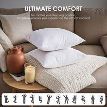 4-Piece White Pillow Core, Lightweight Down Instead Of Polyester Pillow, Sofa Cushion, Bed Pillow (4pc) - White - View 3