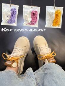 85厘米长，6毫米宽，双色系带鞋带，经典男女通用鞋带，适用于滑板鞋、帆布鞋、休闲鞋、运动鞋及日常鞋履，时尚易安装的鞋饰，男女皆宜，母亲节礼物，卧室装饰，花园装饰，厨房装饰，夏季，海滩，旅行必备，房间装饰，柔软舒适，毕业季礼物 - 彩色 - 查看 3
