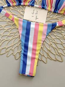 2pcs Bohemian Leopard Star Print Casual Cute Elegant Sexy Tie-Dye Crochet Contrast Trim Bikini Swimsuit, Beach Holiday, Spring/Summer - Multicolor - View 6