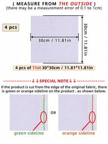 1块或4块装白色手工DIY十字绣布，厚实面料，针脚均匀，绣制效果光滑，可选11CT和14CT，6种裁剪尺寸可选