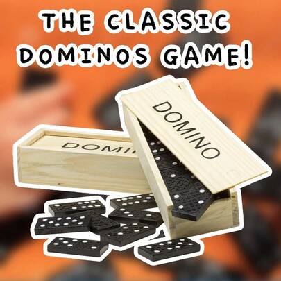 1 Set 28 piezas Juego de Dominó, Juego de Mesa Divertido, Juego de Campamento y Viaje al Aire Libre, Juego de Dominó de Caja de Madera Negra, Juego de Mesa de Empujar y Soltar, Adecuado para Campamento y Viaje al Aire Libre, Dominó Clásico Negro y Blanco con Caja de Almacenamiento