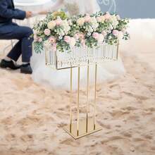 35.43in Crystal Wedding Flower Stands, Crystal Plant/Flower Display Stand, Wedding Floor Standing/Table Centerpiece For Decoration Road Guide, Gold Flower Rack For Wedding Birthday Party Celebration Festival Graduation Home Decoration - Vàng - Xem 3