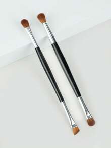 2 Pcs Premium Eye Shadow Brush Single Handle With Silver Tube Versatile Makeup Tool For Eyeshadow Eyeliner And Cheeks Easy Powder Application Quality - Black - View 5