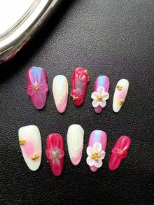 2026 Gothic Charm Nail Set – Valentine's Day Short Almond-Shaped Fake Nails. Handmade Fake Nails Suitable For Various Occasions, Such As Birthday Celebrations, Weddings, Or Just Casual Everyday Wear – 23*8*4 Cm. - Follow Your Heart - 查看 3