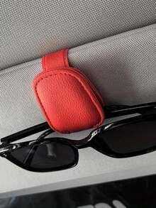 1Pc Universal Car Sunglasses Clip Multifunction Leather Visor Holder Vehicle Eyewear Storage Box Essential Driving Accessory Great Gift For Mother Father Teacher Boyfriend Girlfriend Suitable Vacation Camping Trip - 彩色 - 查看 7
