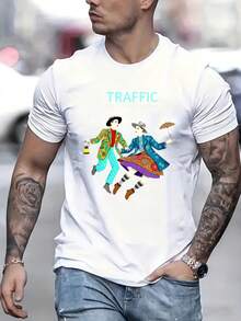 Traffic Shoot Out At The Fantasy Factory Band Music T Shirt Men's Black Casual Graphic Tee Fashion Statement Artistic DesignFun Stamps Are Suitable For Family GatheringsChristmas Partiessports Activitiesholiday Partiesoutingssports And Other Holiday Gifts (220g). - 白色 - 查看 4