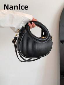 时尚白色小众设计，温柔法式风格，女士新款通勤约会手提包、单肩包和斜挎包 - 黑色 - 查看 2