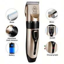 Electric Pet Grooming Kit For Cats And Dogs, USB Rechargeable Pet Electric Clipper Kit For Dogs, 4in 1 Low Noise Cordless Silent Claw Trimmer Nail Grinder, Clippers For Trimming Thick And Thin Hair, Pet Shaver For Small And Large Dogs And Cats. - 理髮器 + 4 把限位梳 - 查看 6
