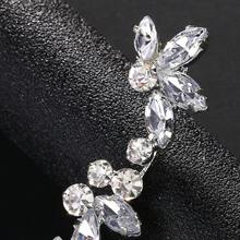 1pc Silver-Color Left Ear Rhinestone Ear Clip, Shiny Jewelry - Silver - View 3