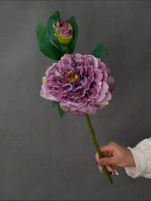 1pc Realistic New 2-Head Peony Vintage Style Home Living Room Decoration Fake Flower Arrangement, Valentine's Day, Gift - 彩色 - 查看 4