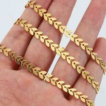 1m Stainless Steel Chain With Leaf Pattern Design, Suitable For DIY Women Jewelry Making Of Necklaces, Bracelets, Anklets, Bulk Supply - Chain - View 8